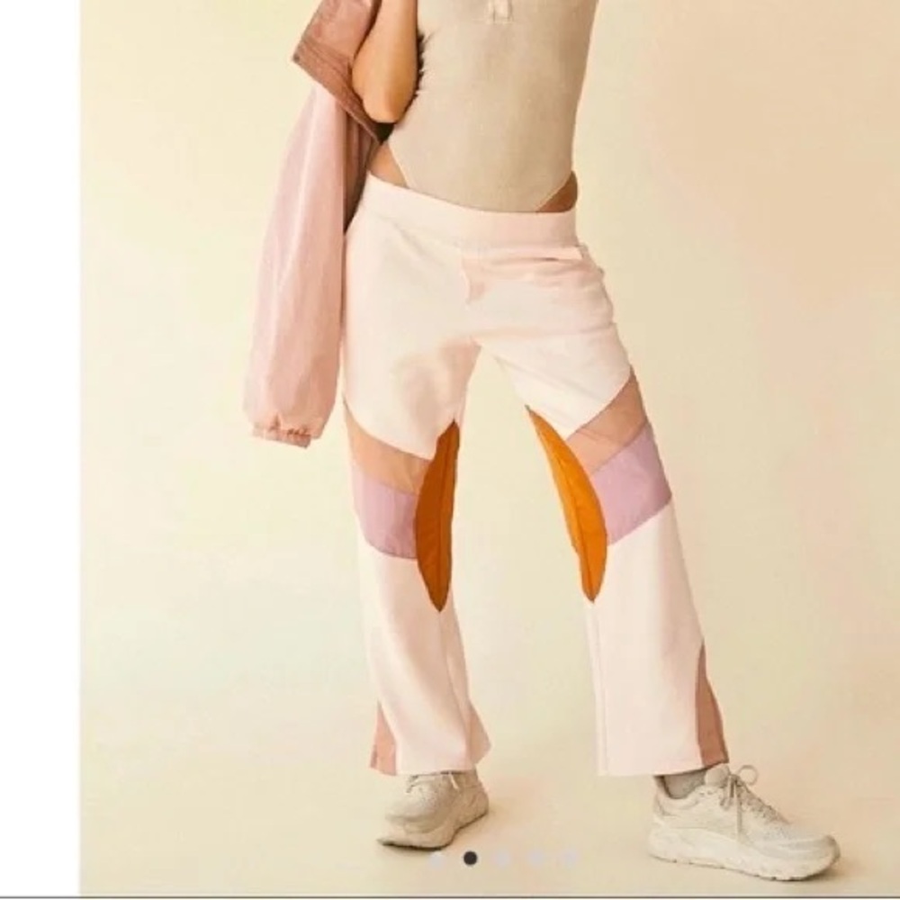 Free People Colorblock Pants - Pink, Orange, White